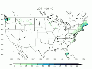 Daily precipitation from LDAS