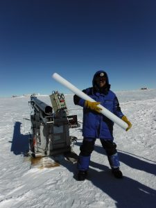 Anaud with an ice Core