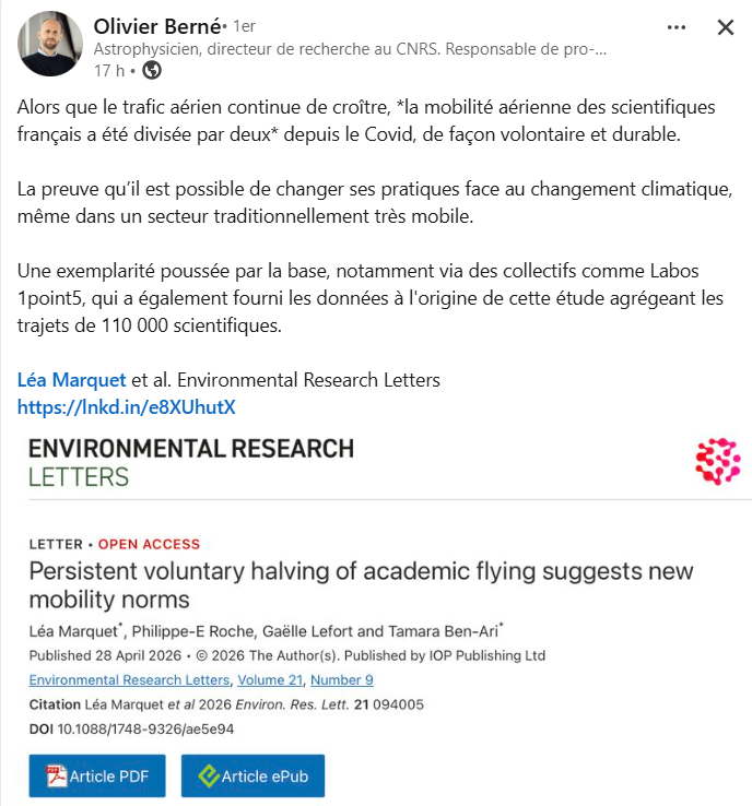 Texte du post LinkedIn